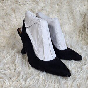 Vionic Adalena Women's Slingback Heeled Dress Shoe Black Suede - 9 Medium